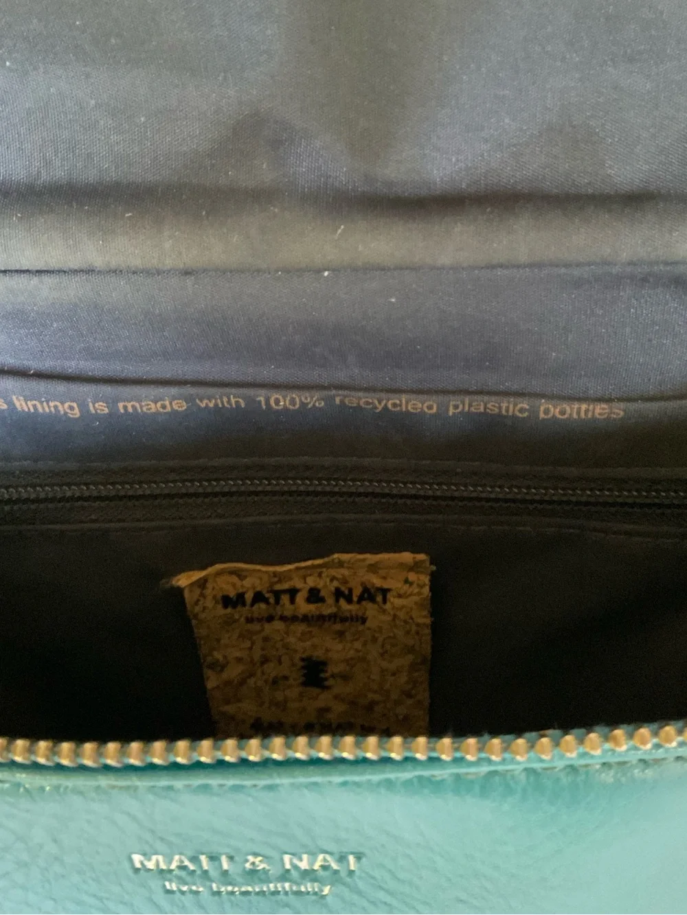 Matt & Nat Teal Vegan Leather Zip-Lid Bucket Crossbody Bag